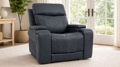 Indigo Twilight Leather Match Power Recliner with Immersive Audio – Upholstered Living Room Chair with USB | Gallery Furniture