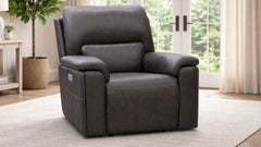 North Brown Leather Match Power Recliner with Immersive Audio – Upholstered Living Room Chair with USB & Wireless Charging | Gallery Furniture