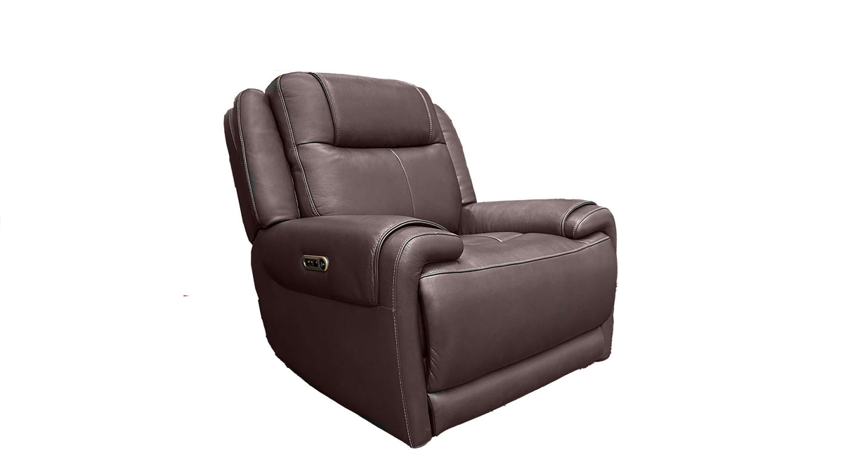 Kerrville Dark Brown Leather P2 Power Rocker Recliner With Power Headrest