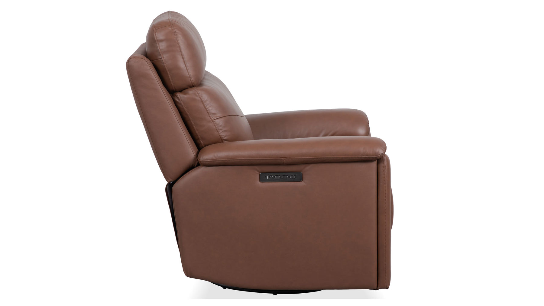 Sillón reclinable giratorio con reposapiés «Perfect Match» de cuero marrón nogal refinado – Sillón tapizado para salón | Gallery Furniture