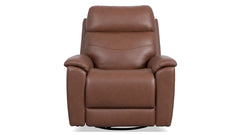 Sillón reclinable giratorio con reposapiés «Perfect Match» de cuero marrón nogal refinado – Sillón tapizado para salón | Gallery Furniture