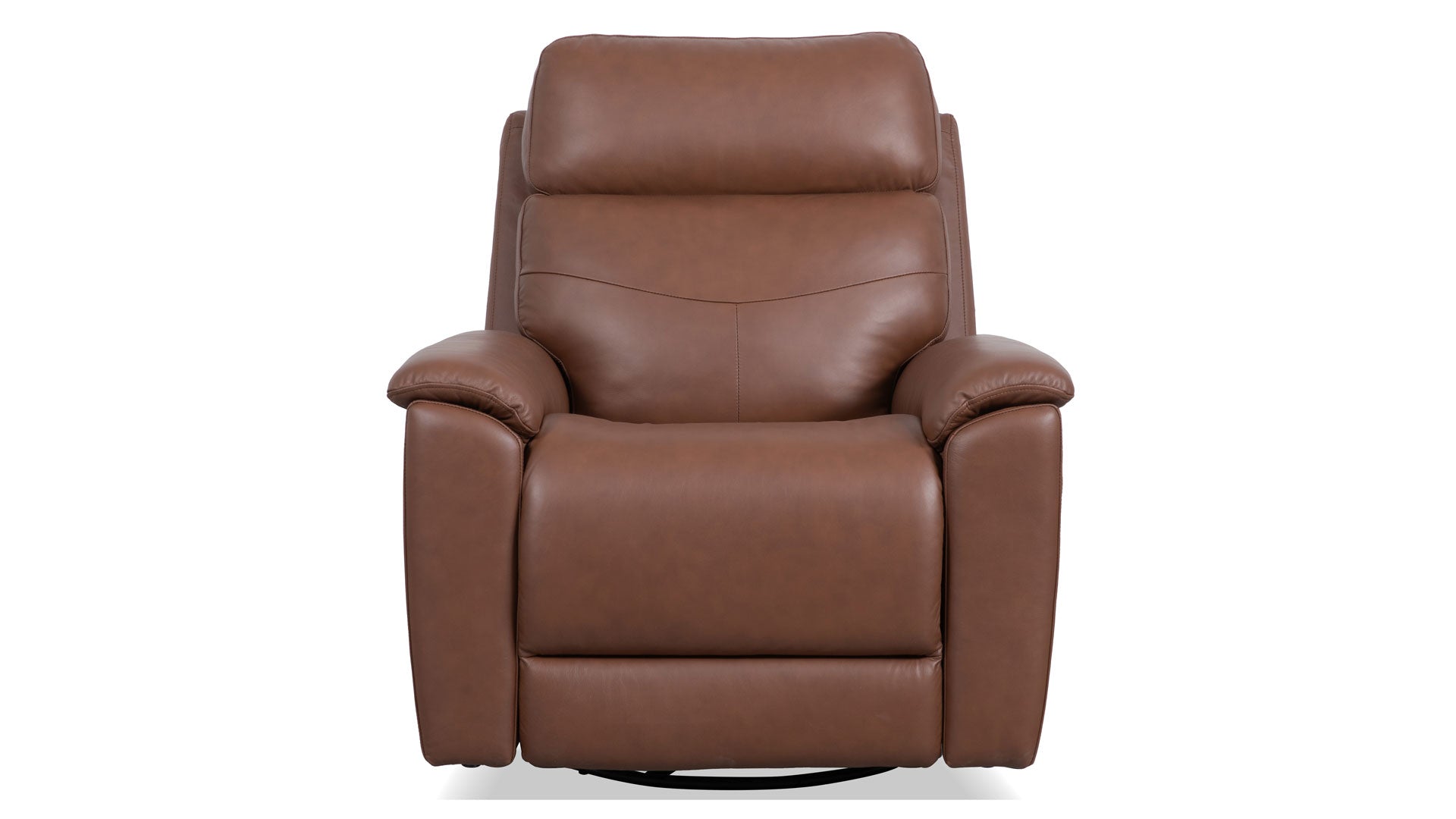 Sillón reclinable giratorio con reposapiés «Perfect Match» de cuero marrón nogal refinado – Sillón tapizado para salón | Gallery Furniture