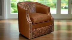 New Bob Timberlake 100% Leather Symphony Nutmeg Swivel Chair