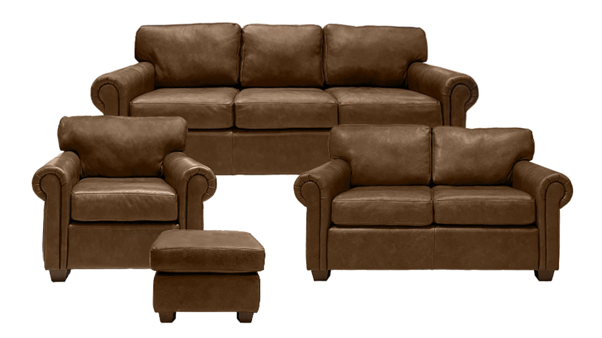 4pc Urban Leather Sofa, Loveseat, Chair & Ottoman