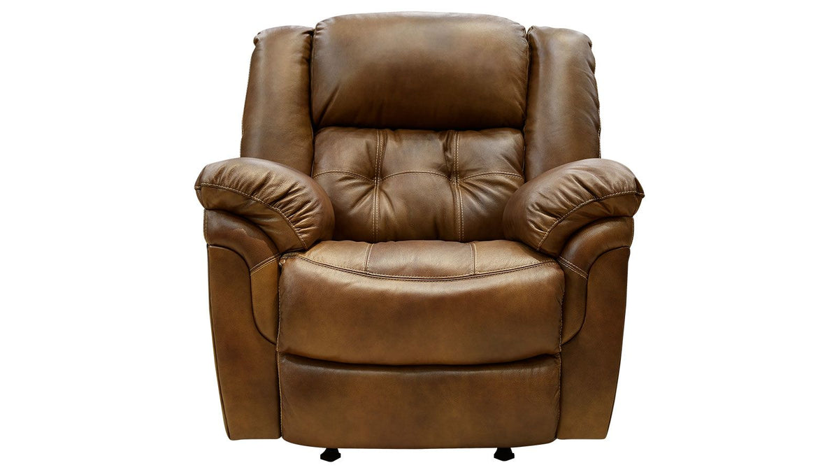 Hopeful Saddle Brown Leather Match Power Rocker Recliner – Upholstered Living Room Chair Made in USA | Gallery Furniture