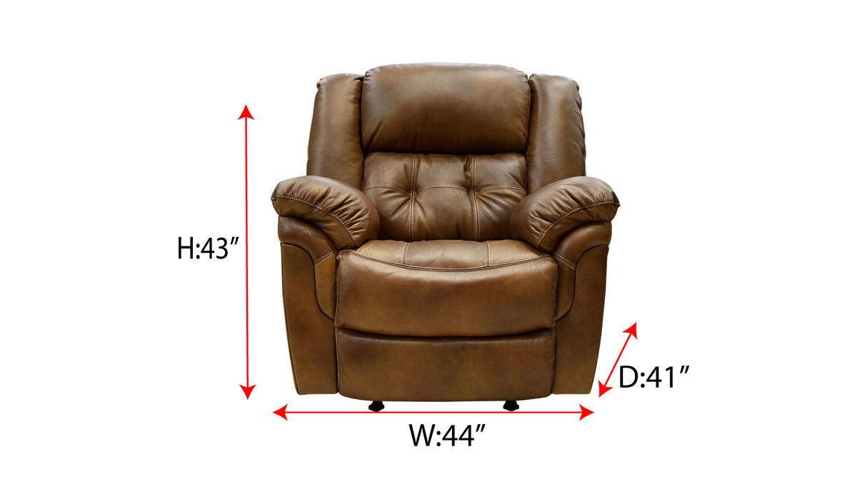 Hopeful Saddle Brown Leather Match Power Rocker Recliner – Upholstered Living Room Chair Made in USA | Gallery Furniture