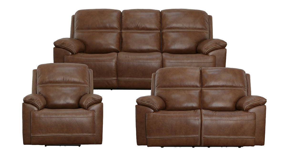 Secretariat 3pc P2 Brown Leather Power Reclining Set without Console
