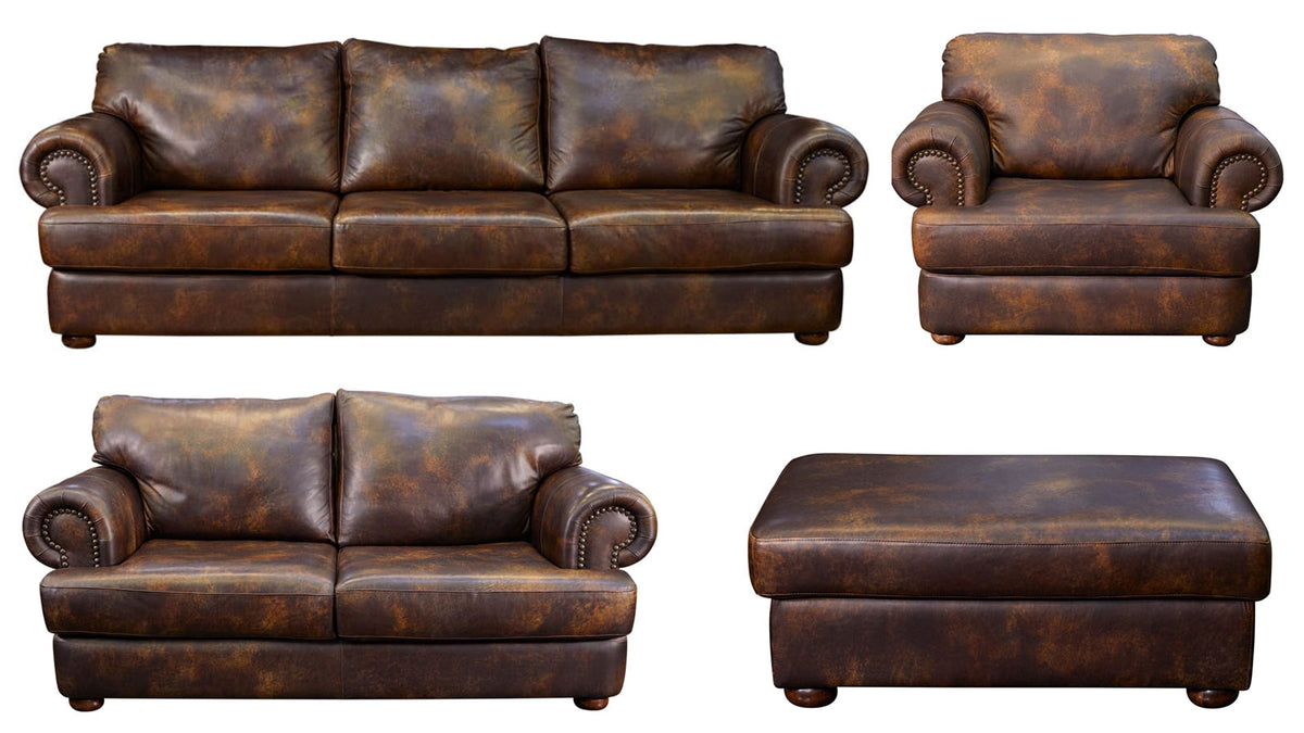 4 Pc Titan Leather Living Room Set (Sofa, Loveseat, Chair, & Ottoman)
