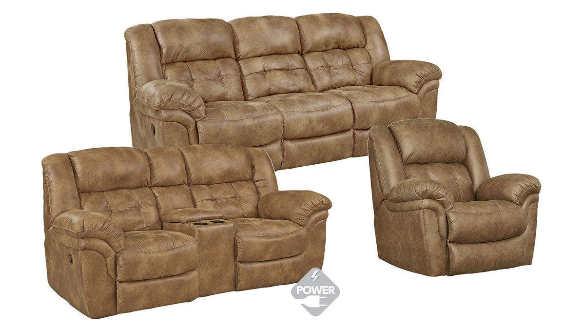 3pc Marcelina Almond 2 Power Reclining Sofa, Loveseat & Recliner