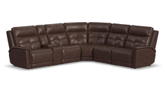 Brown leather sectional sofa on a white background