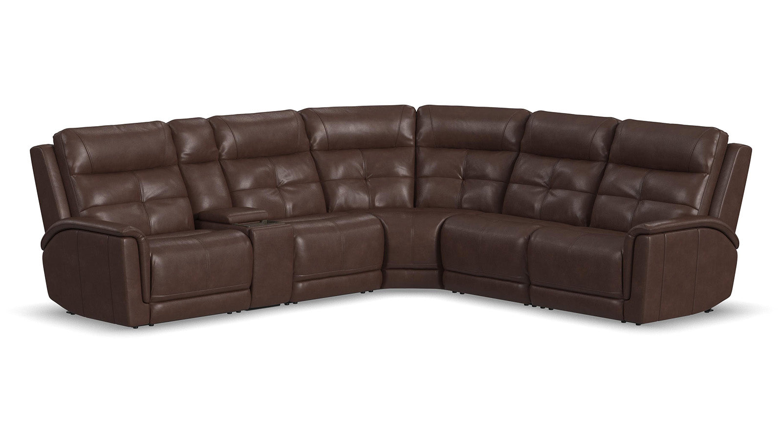 Brown leather sectional sofa on a white background