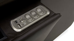 Car door panel with power window and door lock controls