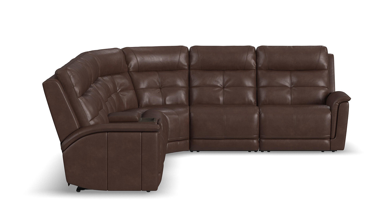 Brown leather sectional sofa on a white background