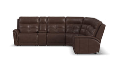 Brown leather sectional sofa on a white background