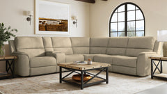 Big Spring Beige Leather Power Reclining Sectional