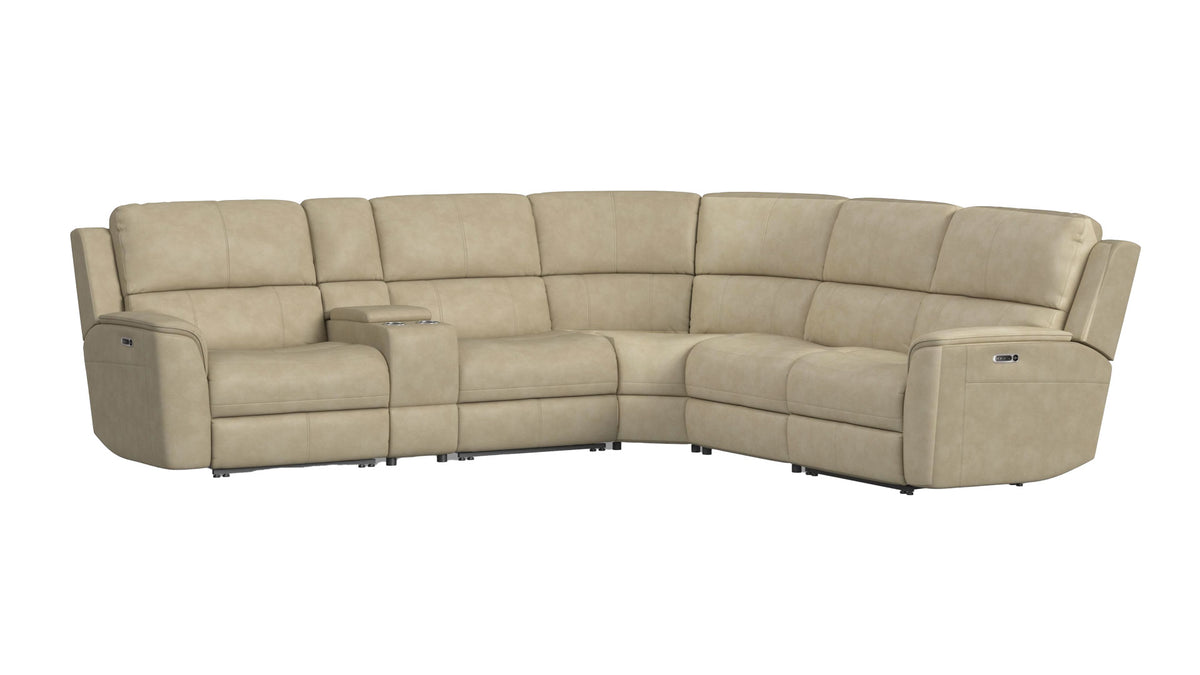 Big Spring Beige Leather Power Reclining Sectional