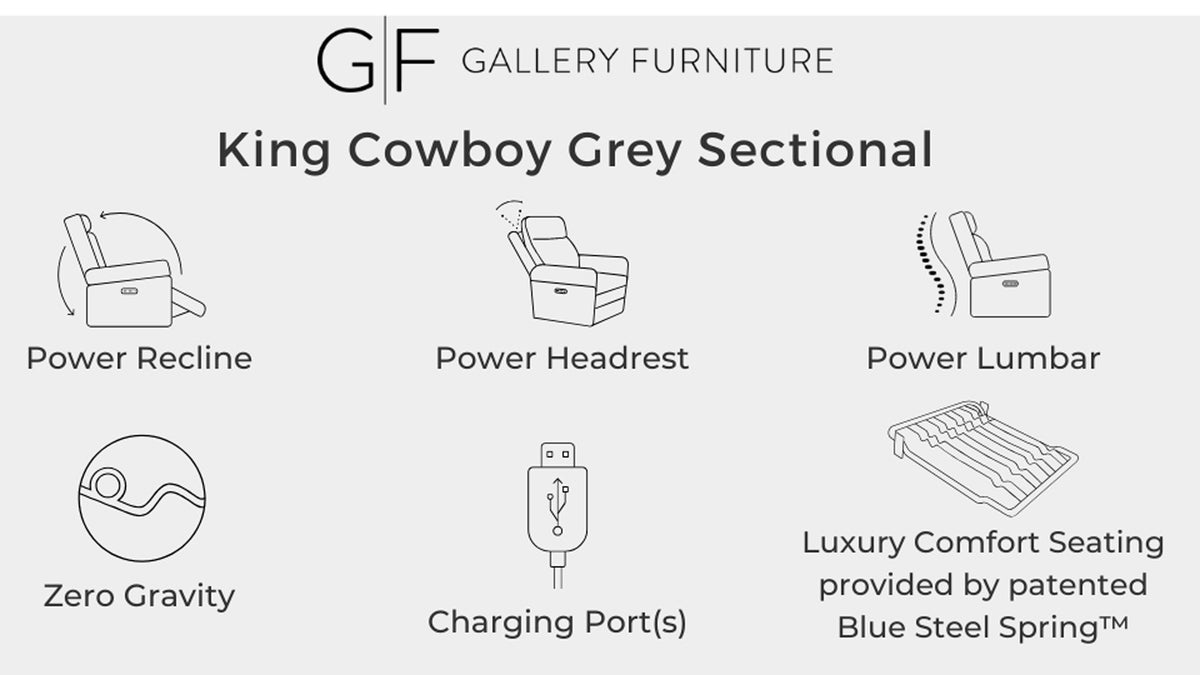 King cowboy grey sectional