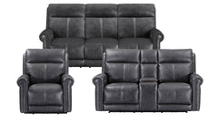 3pc Heritage Weathered Stone Power Reclining Sofa, Loveseat with Console & Recliner