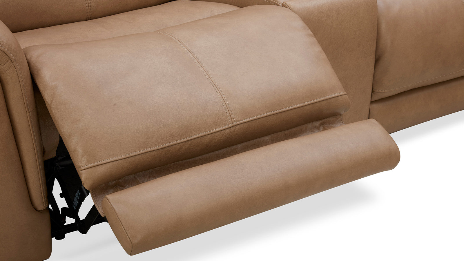 Brown leather recliner sofa on a white background