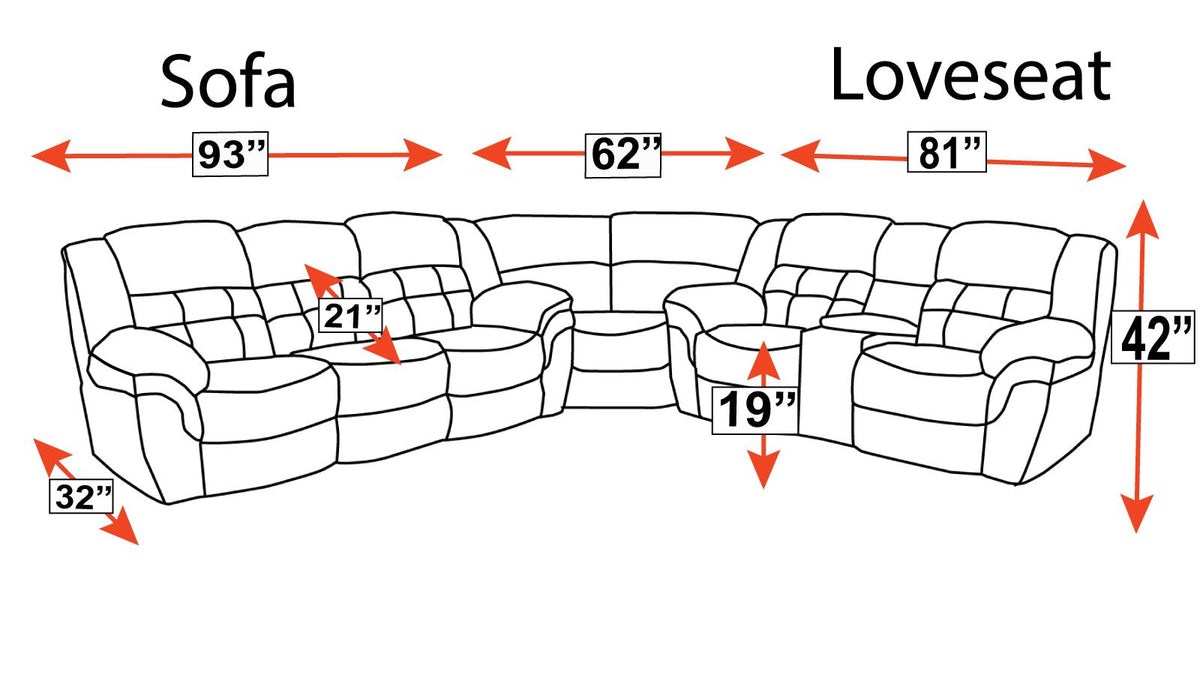 Hopeful Leather Manual Reclining Sectional