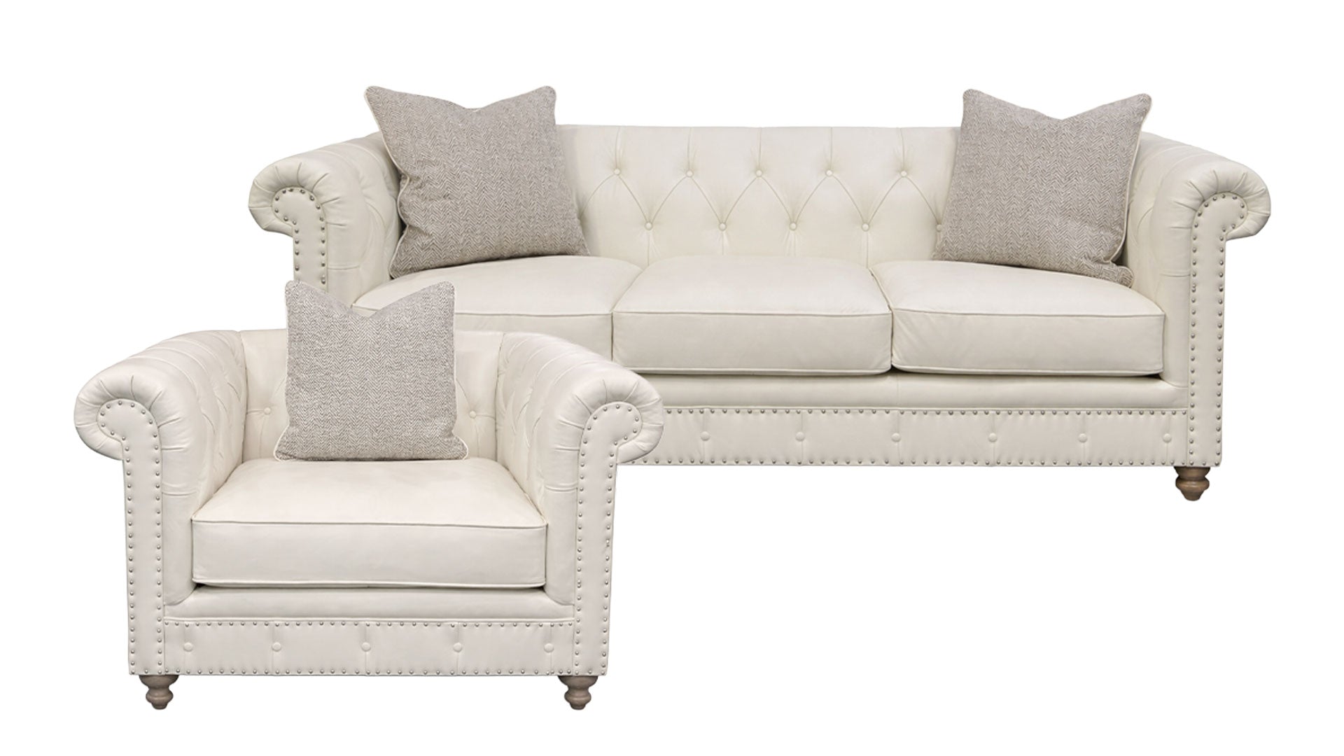 Bernhardt London Club Leather Sofa & Chair Set – Tufted Living Room Set | Gallery Furniture