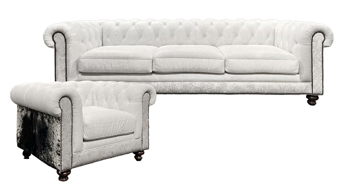 Kensington 100% leather Sofa & Chair
