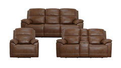 Secretariat 3pc P2 Brown Leather Power Reclining Set with Console