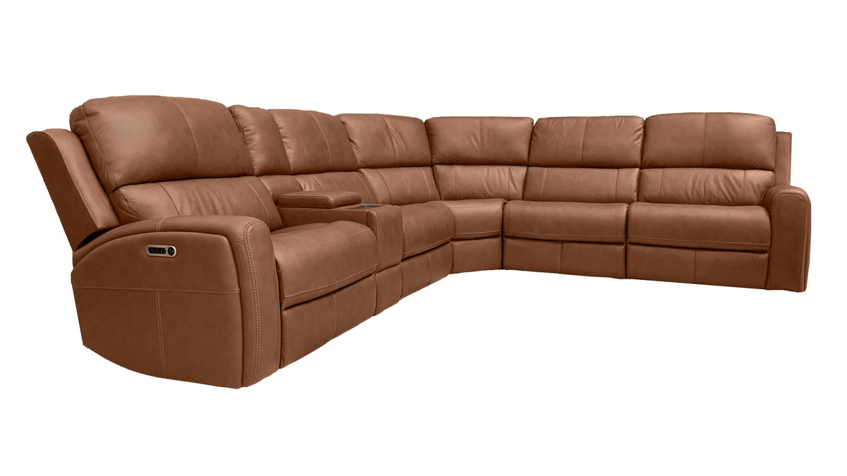 King Cowboy Saddle Brown 6 Pc P3 Power Reclining Sectional