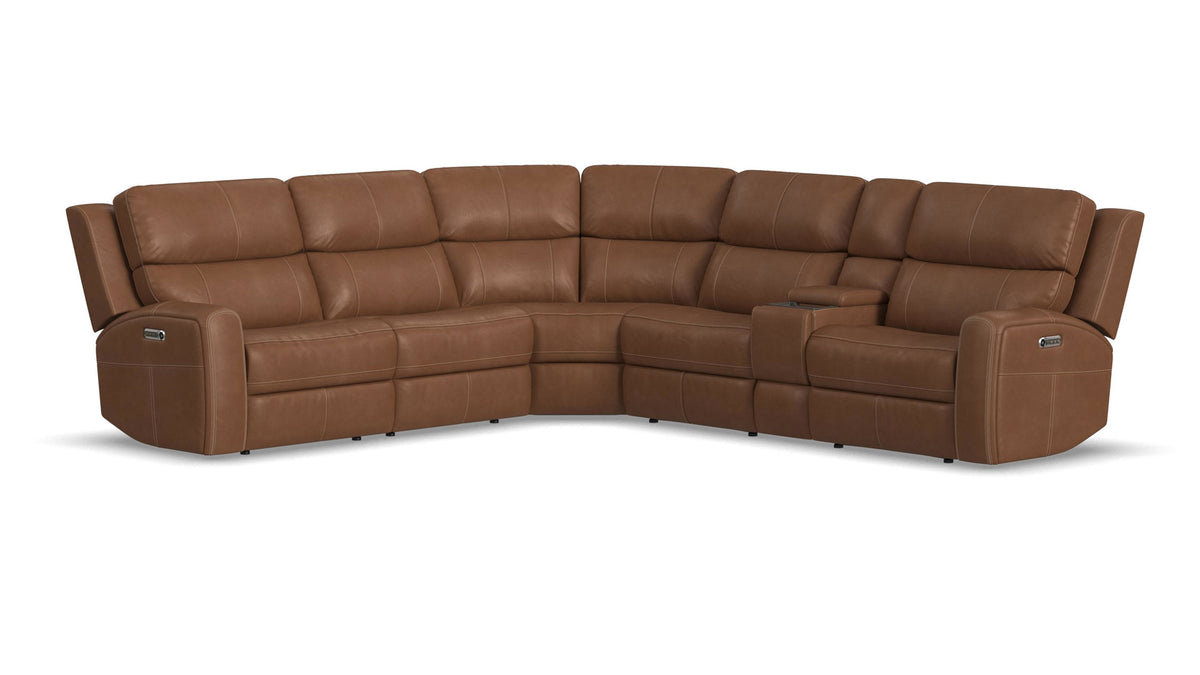 King Cowboy Saddle Brown 6 Pc P3 Power Reclining Sectional
