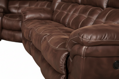 Brown leather sectional sofa on a white background