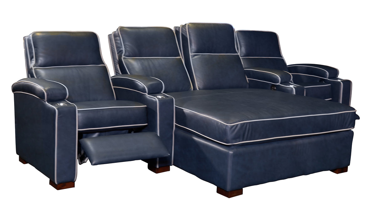 H266 Deep Blue Leather Home Theater Seating