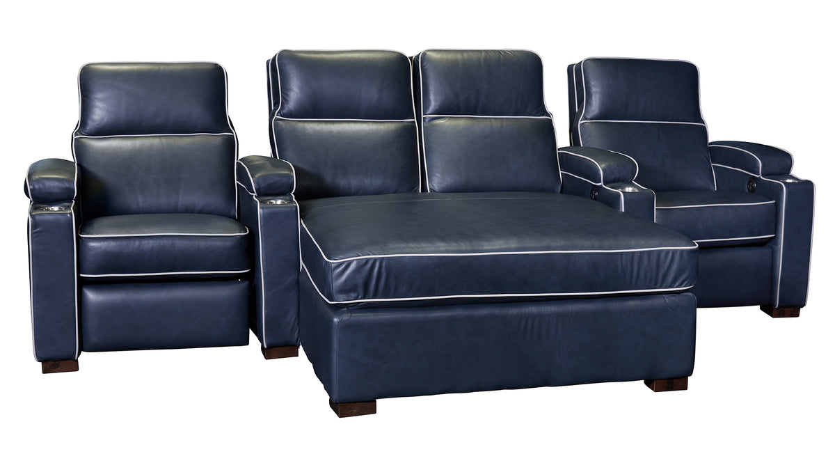 H266 Deep Blue Leather Home Theater Seating