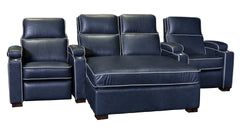 H266 Deep Blue Leather Home Theater Seating