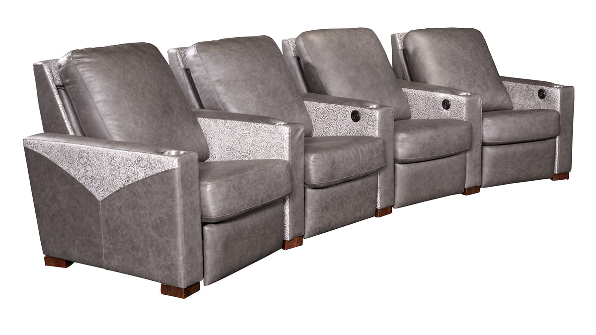 T2257 Charcoal Montana Leather Home Theater Seating