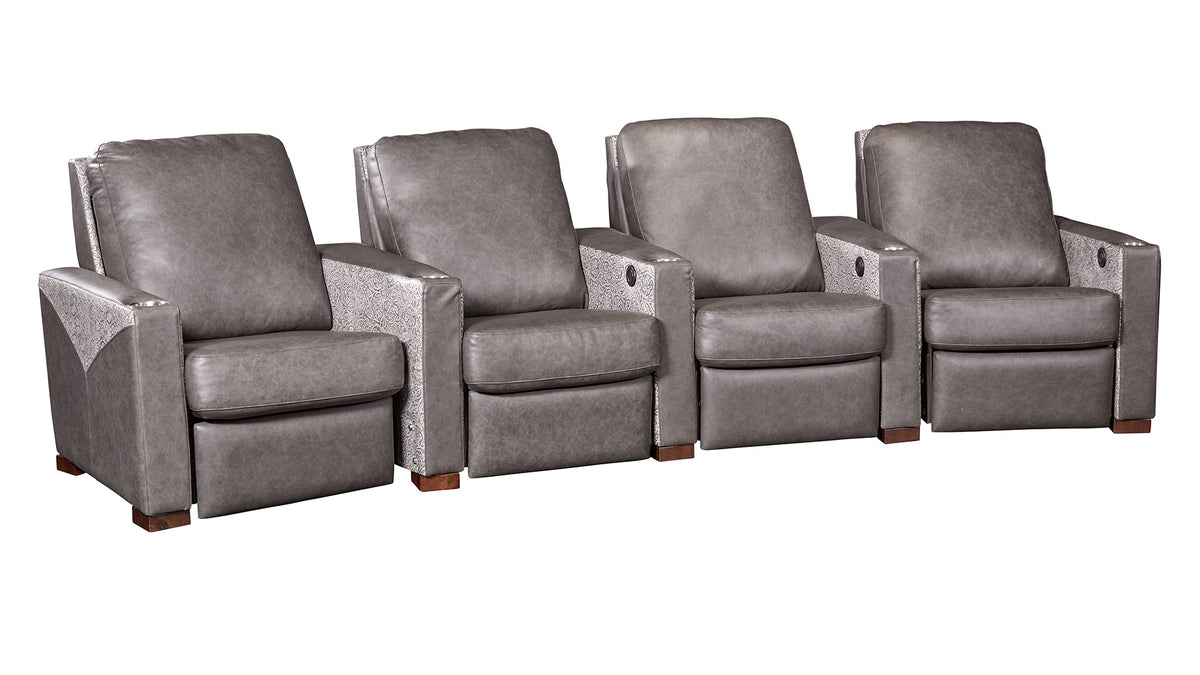 T2257 Charcoal Montana Leather Home Theater Seating
