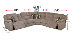 catalina recliner with measurements on a white background