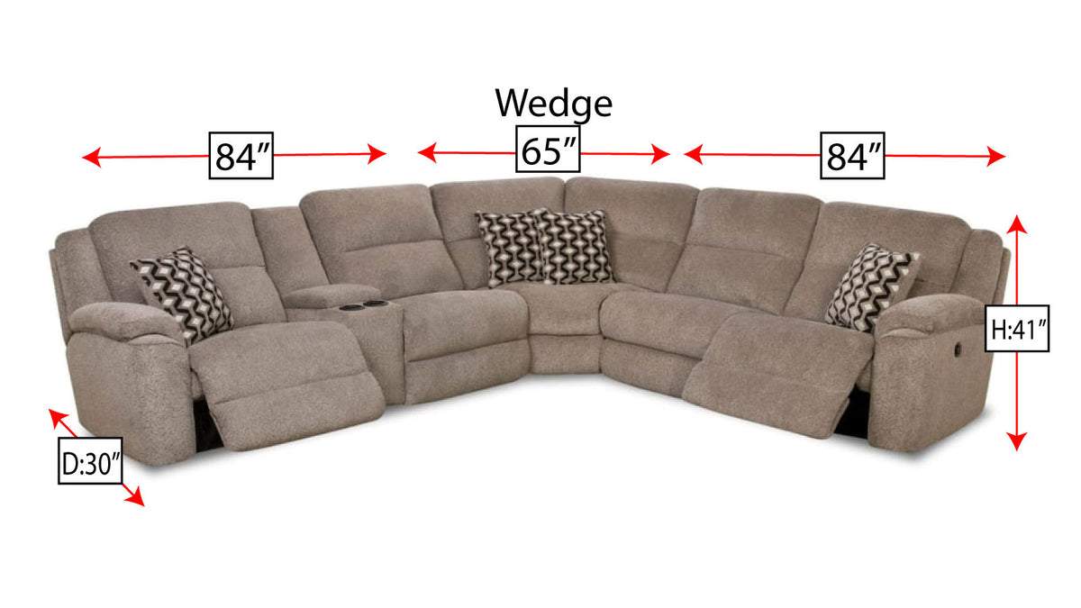catalina recliner with measurements on a white background