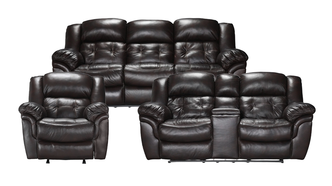 Conjunto reclinable manual de cuero Achieve de 3 piezas