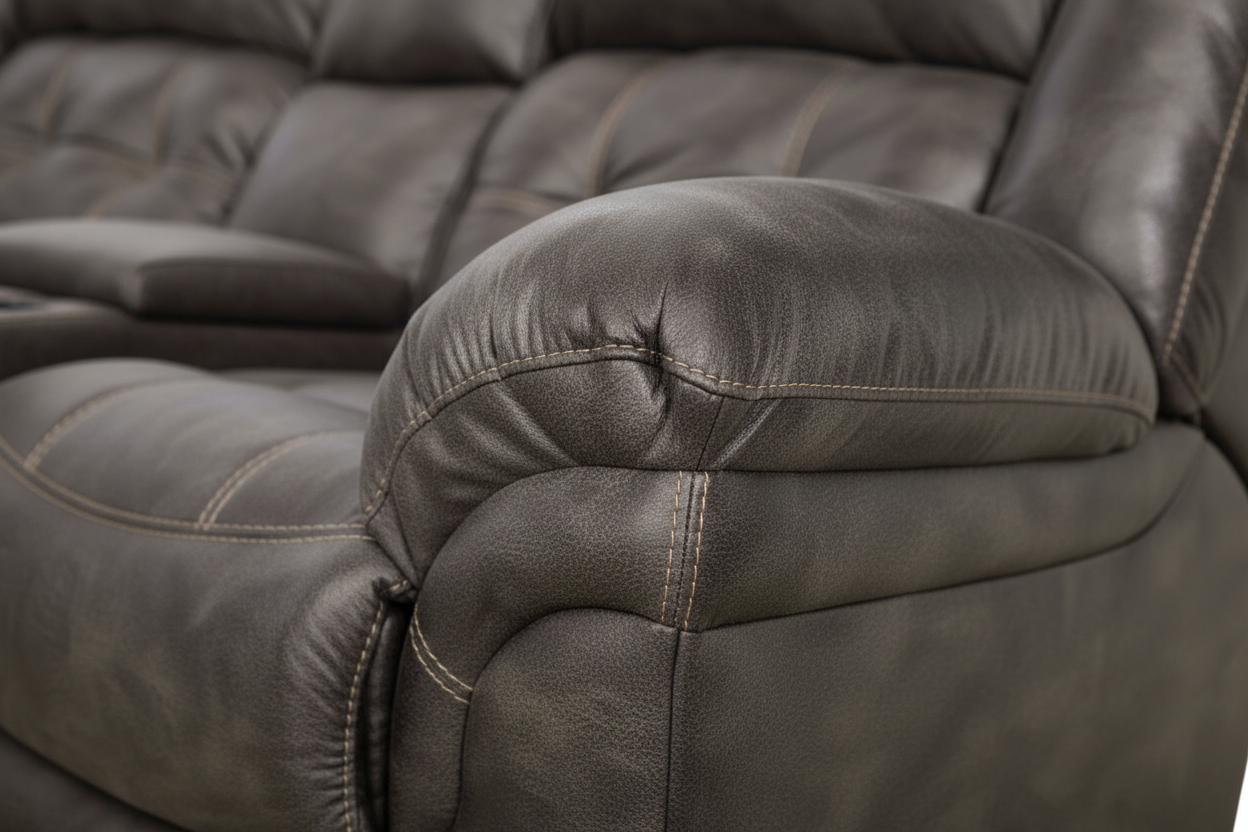 Close-up of a  recliner chair stitching