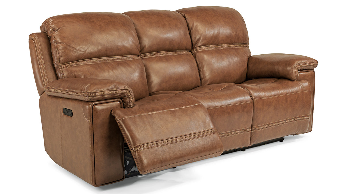 Secretariat Brown Leather Power Reclining Sofa W/Power Headrest