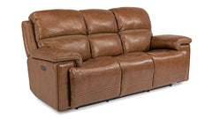 Secretariat Brown Leather Power Reclining Sofa W/Power Headrest