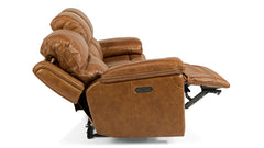 Secretariat Brown Leather Power Reclining Sofa W/Power Headrest