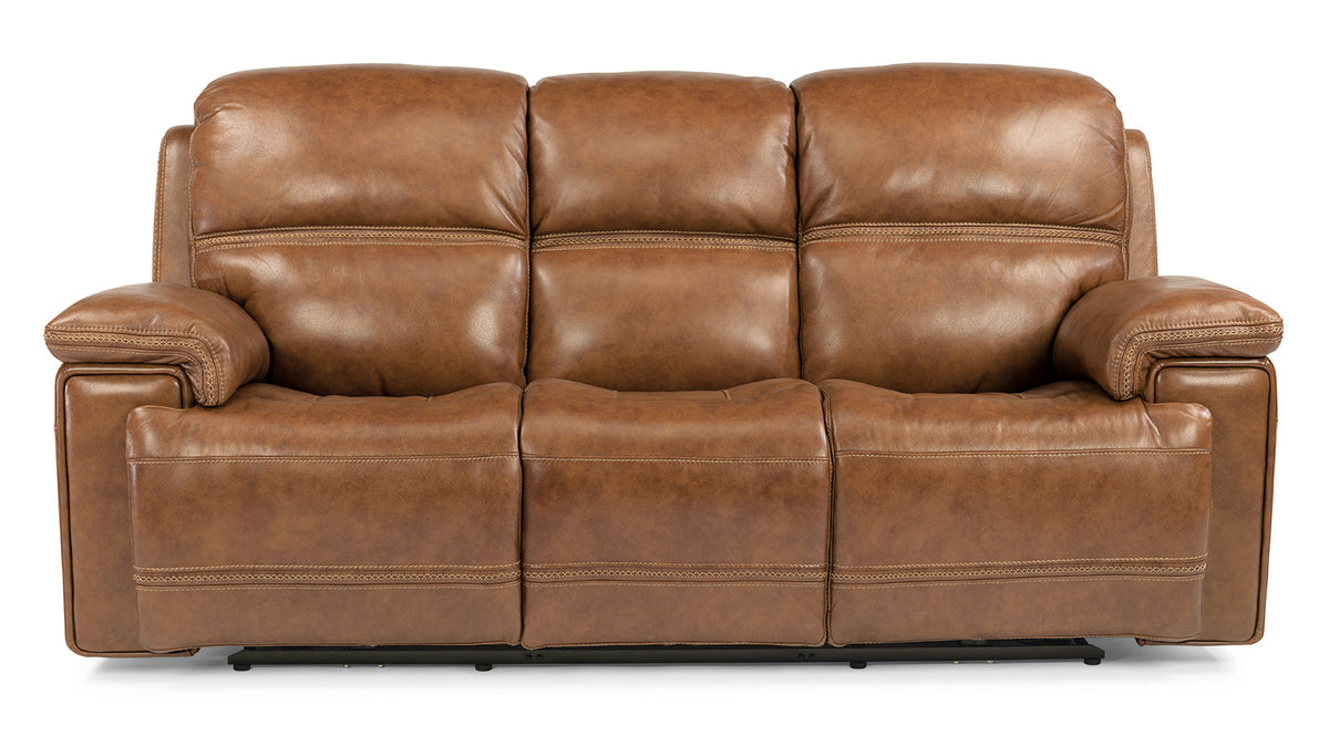 Secretariat Brown Leather Power Reclining Sofa W/Power Headrest