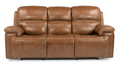 Secretariat Brown Leather Power Reclining Sofa W/Power Headrest