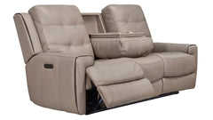 Wicklow Putty Leather 3pc Power Reclining Set