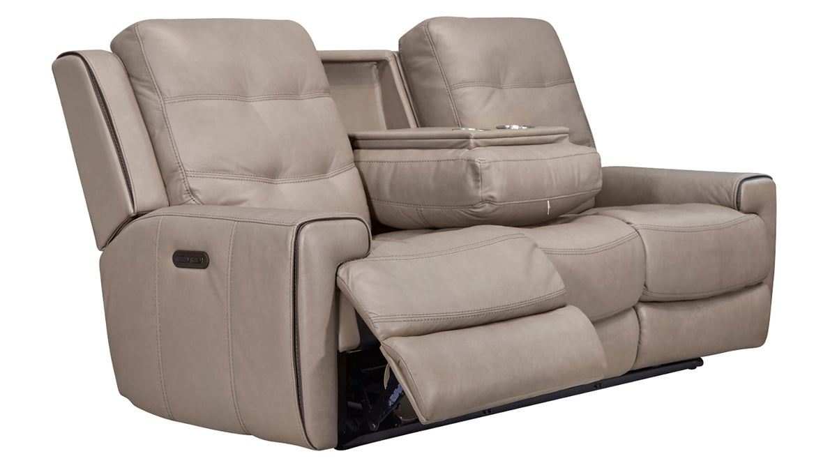 Flexsteel Wicklow Putty Leather Power Reclining Sofa Gallery Furniture