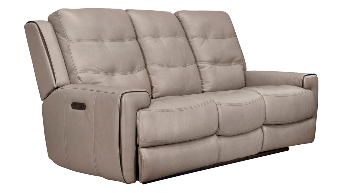 Flexsteel Wicklow Putty Leather Power Reclining Sofa Gallery Furniture