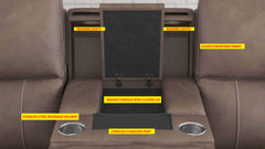 brown leather recliner hidden storage with tags