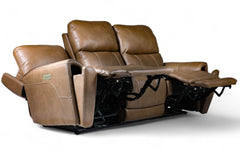 brown leather recliner reclined  zero gravity