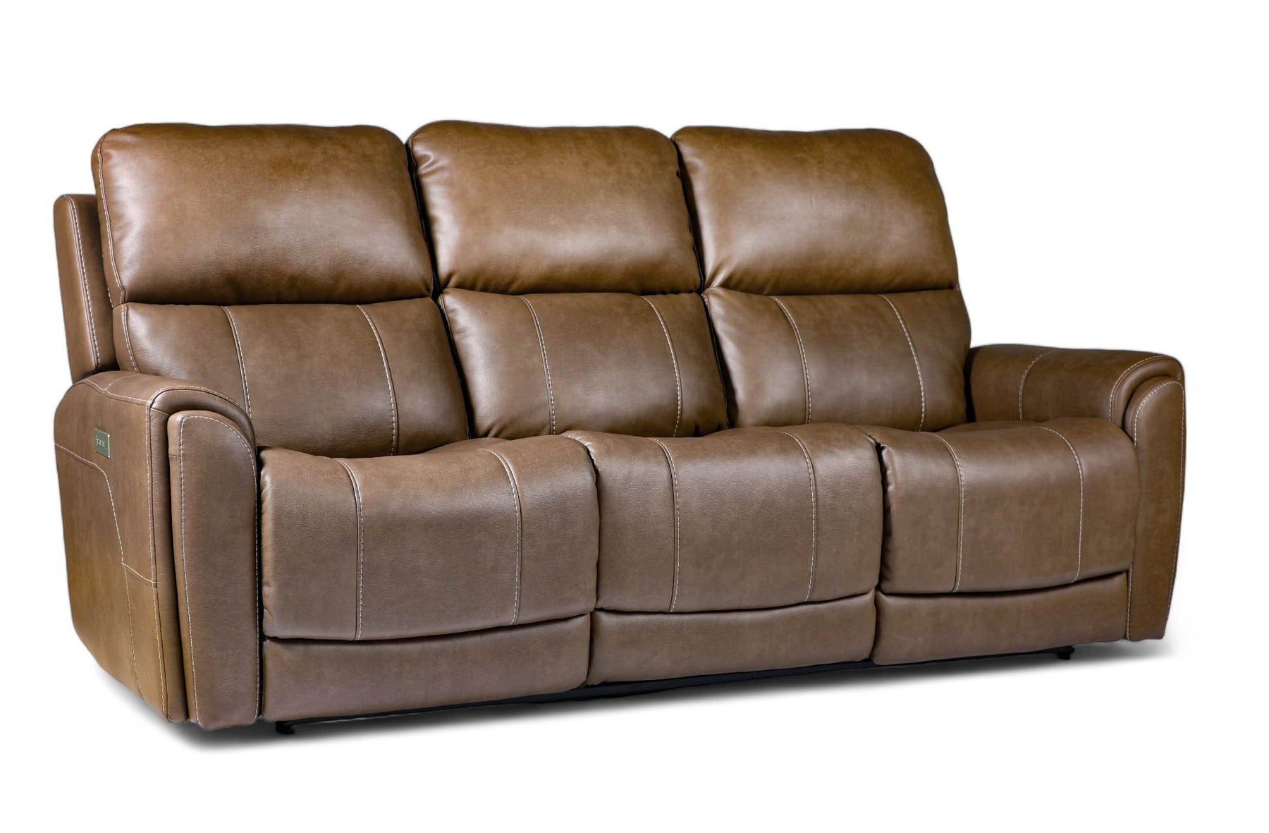 brown leather cougar sofa on white background